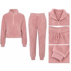 Women’s Pink Fuzzy Lounge Set Size Small Soft Plush Pajama Set